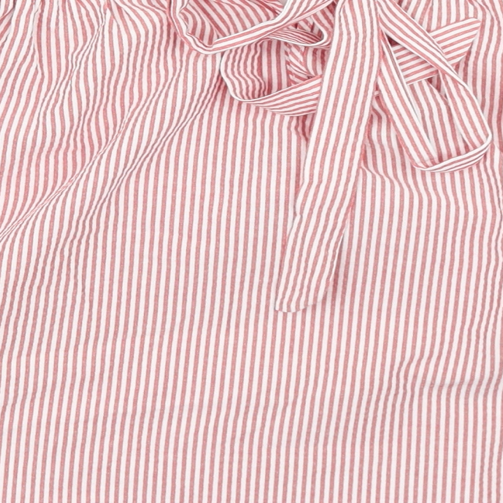 Atmosphere Womens Red Striped Cotton Cropped Blouse Size 10 Off the Shoulder