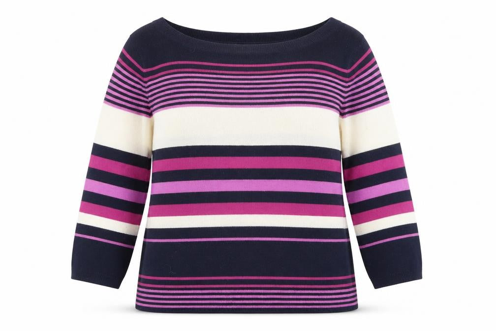 Papaya Womens Multicoloured Round Neck Striped Acrylic Pullover Jumper Size 14