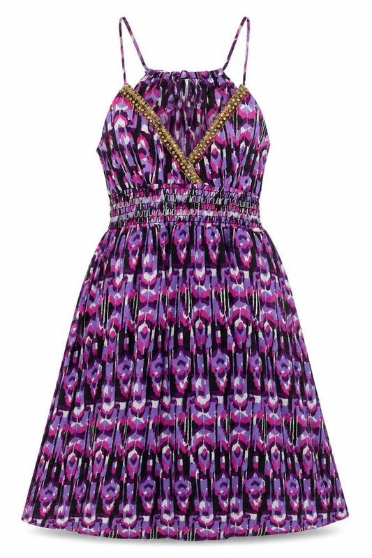 Ocean Club Womens Purple Animal Print Cotton Skater Dress  Size 8  Round Neck