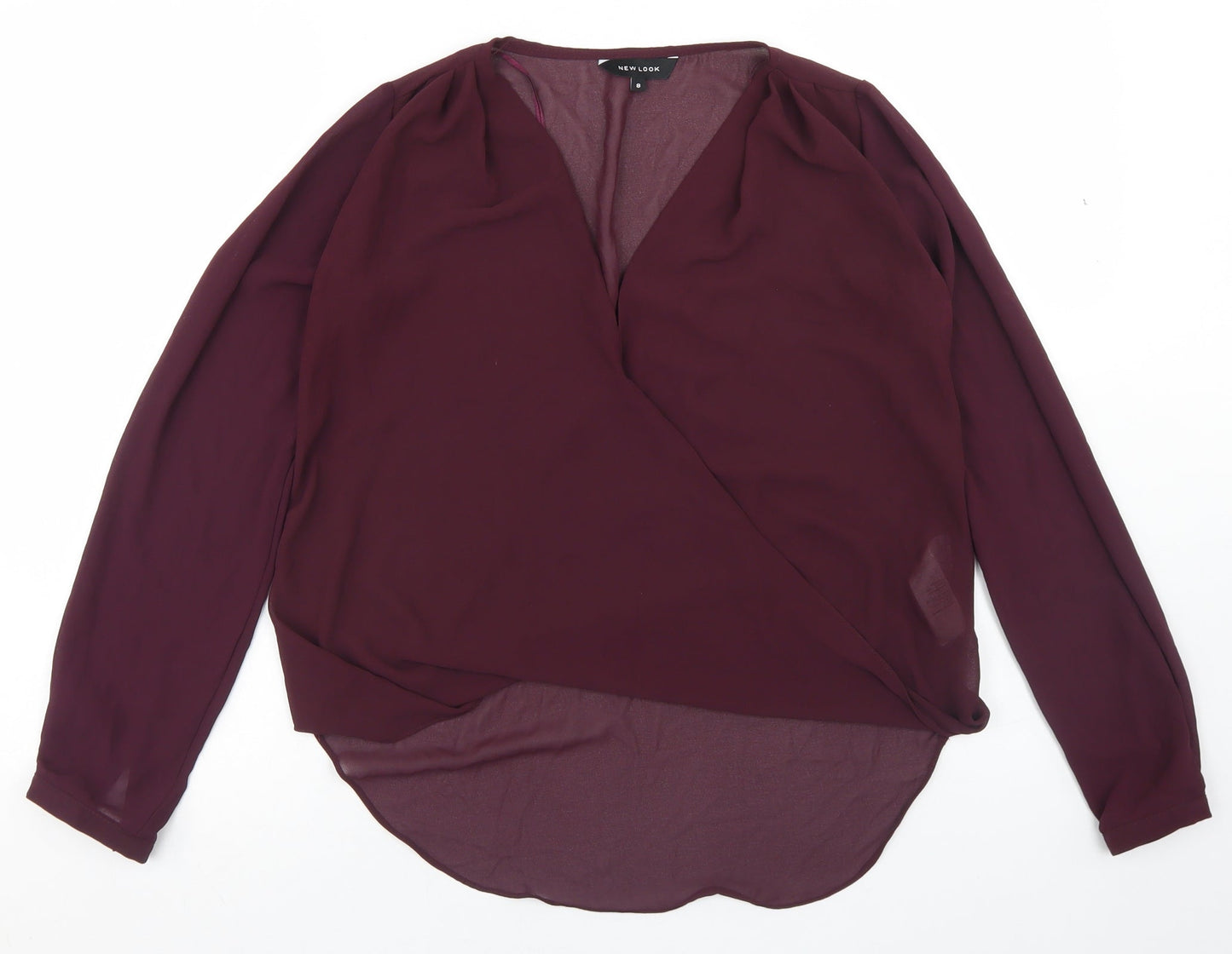 New Look Womens Purple  Polyester Basic Blouse Size 8 V-Neck