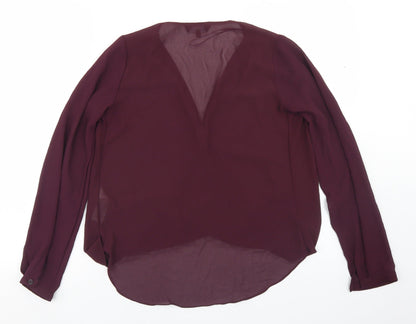 New Look Womens Purple  Polyester Basic Blouse Size 8 V-Neck