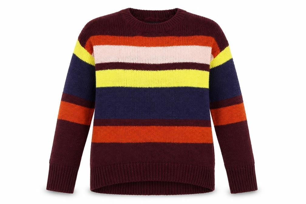 New Look Womens Multicoloured Round Neck Striped Acrylic Pullover Jumper Size S