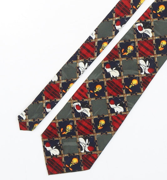 BHS Mens Multicoloured Geometric Polyester Pointed Tie One Size - Tweety Bird