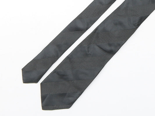 Messori Mens Grey Striped Polyester Pointed Tie One Size