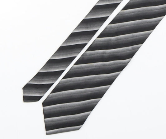 Teddy Folkes Mens Grey Striped Silk Pointed Tie One Size