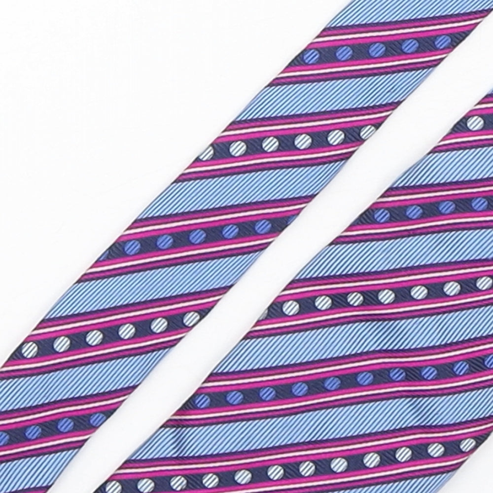 Christensen Mens Multicoloured Striped Silk Pointed Tie One Size
