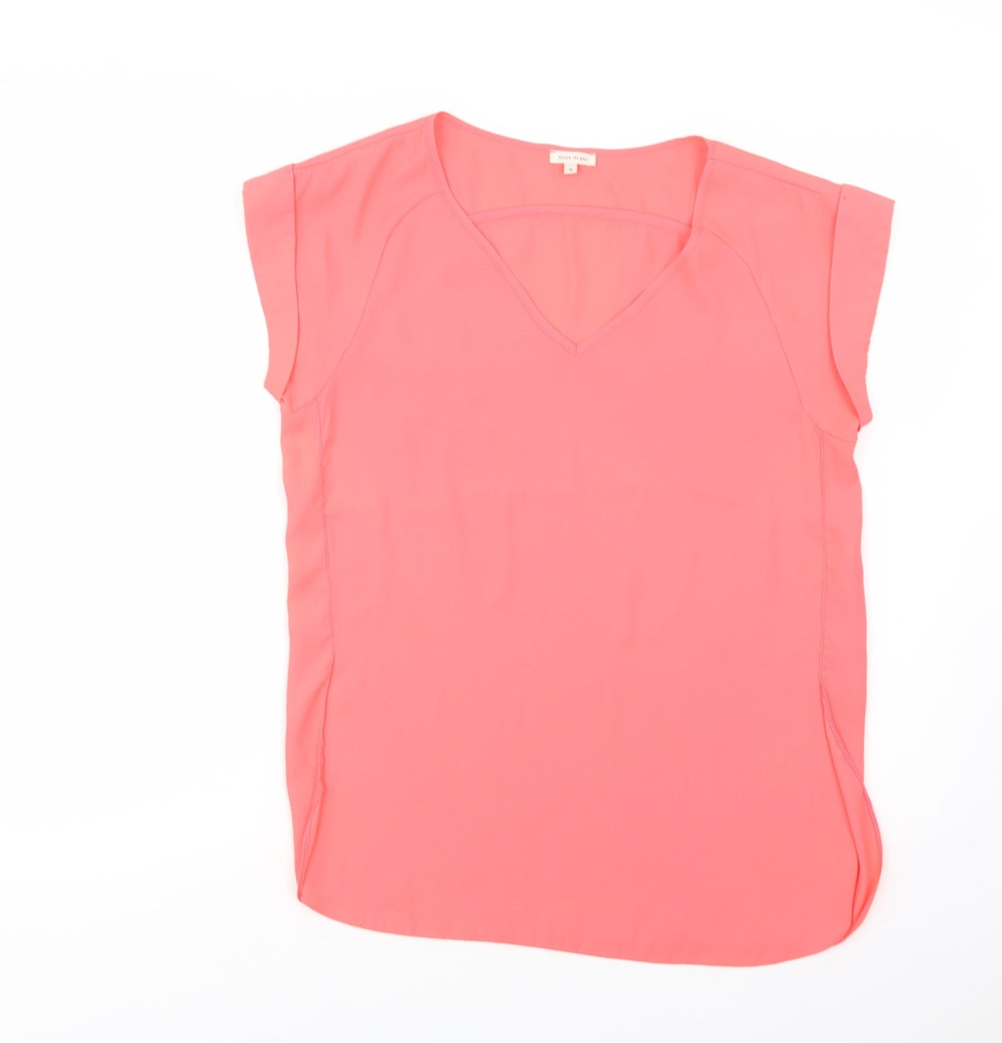 River Island Womens Pink  Polyester Basic Blouse Size 8 V-Neck