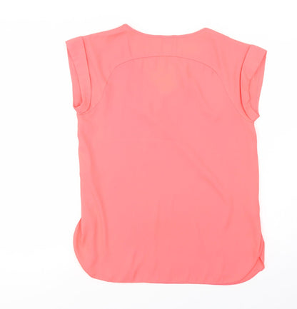 River Island Womens Pink  Polyester Basic Blouse Size 8 V-Neck
