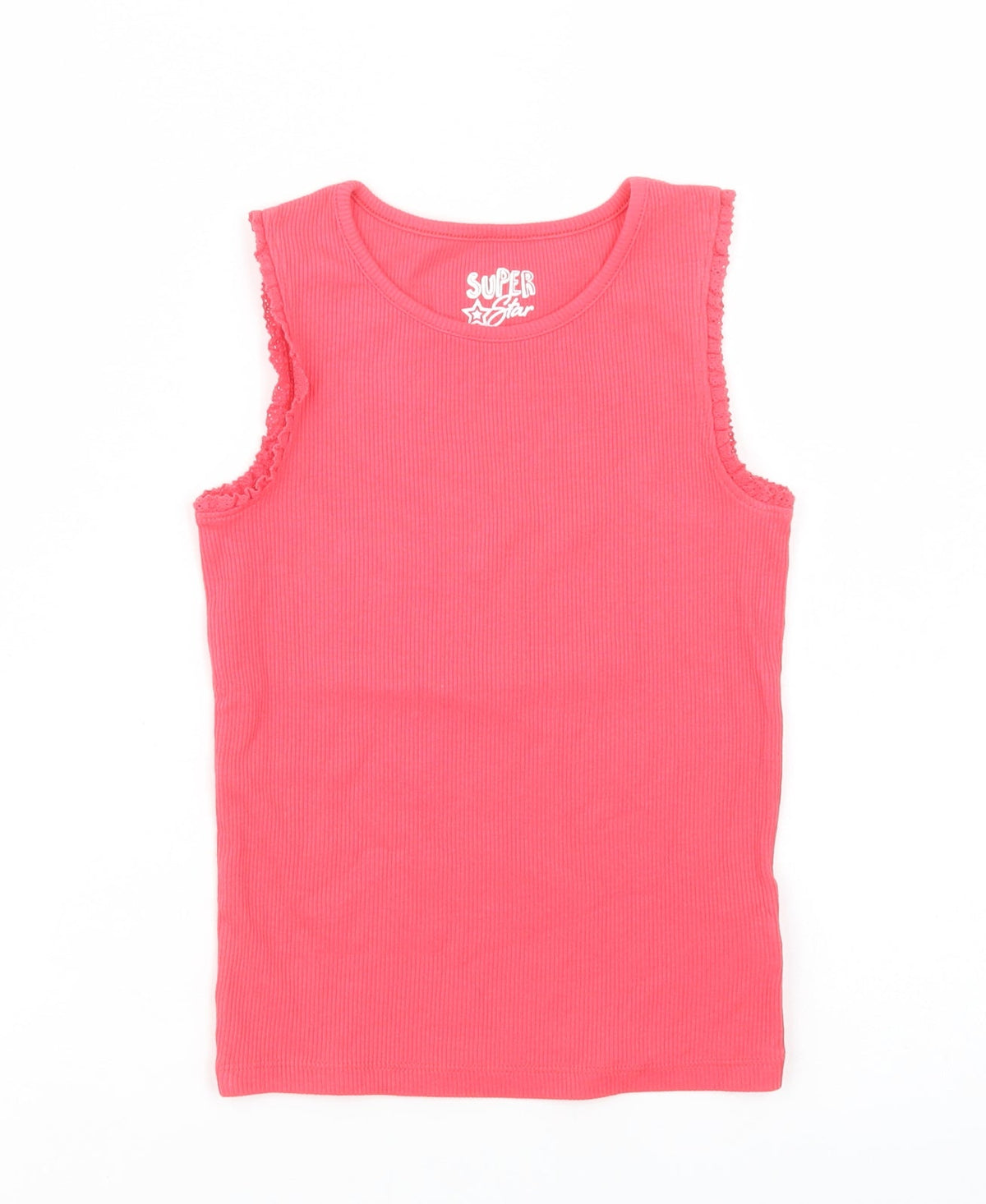F&F Girls Pink  Cotton Basic Tank Size 6-7 Years Crew Neck Pullover