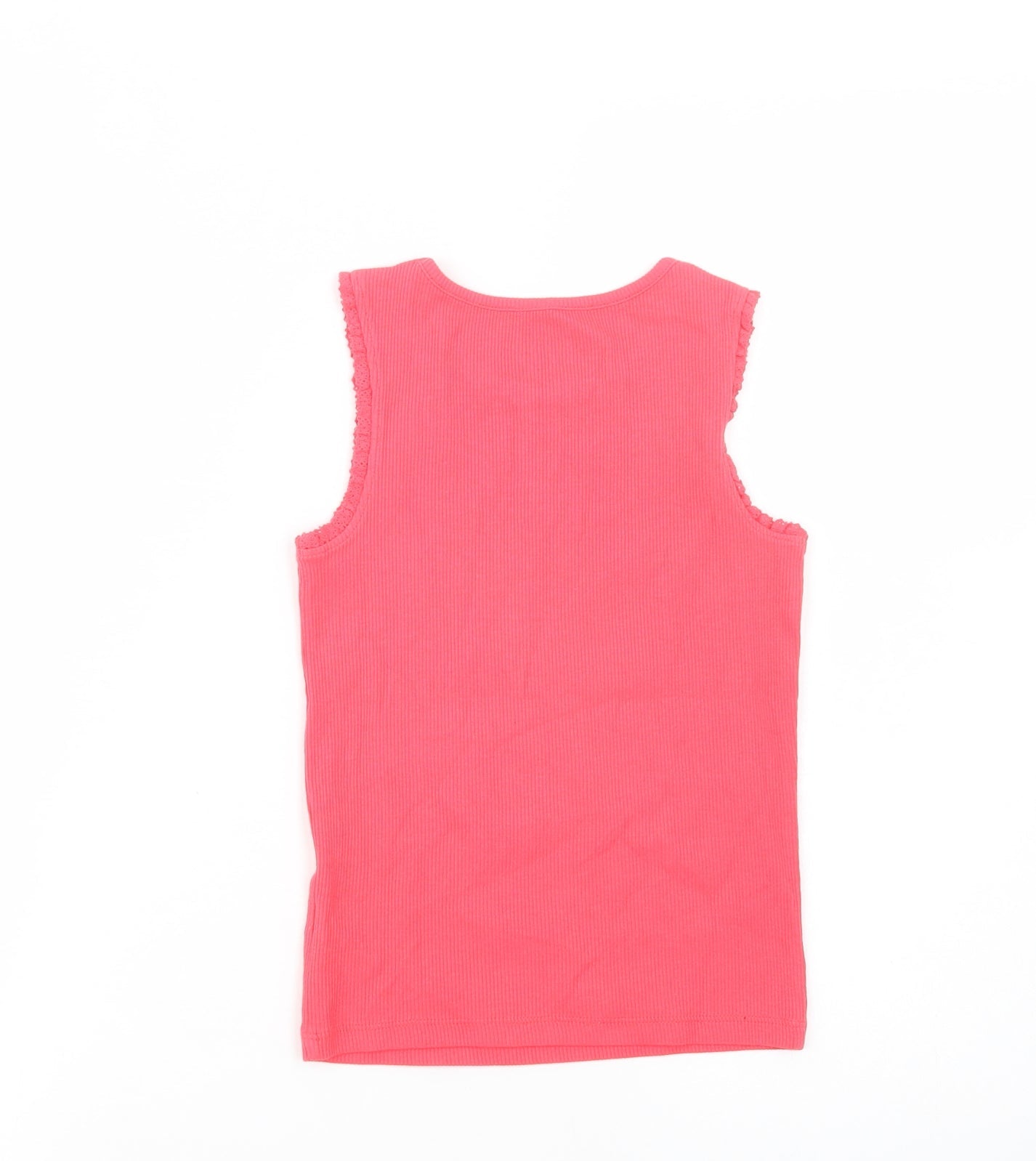 F&F Girls Pink  Cotton Basic Tank Size 6-7 Years Crew Neck Pullover