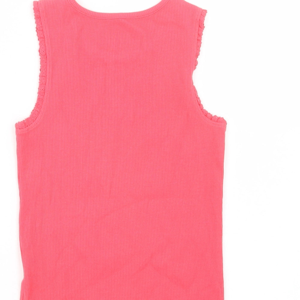 F&F Girls Pink  Cotton Basic Tank Size 6-7 Years Crew Neck Pullover