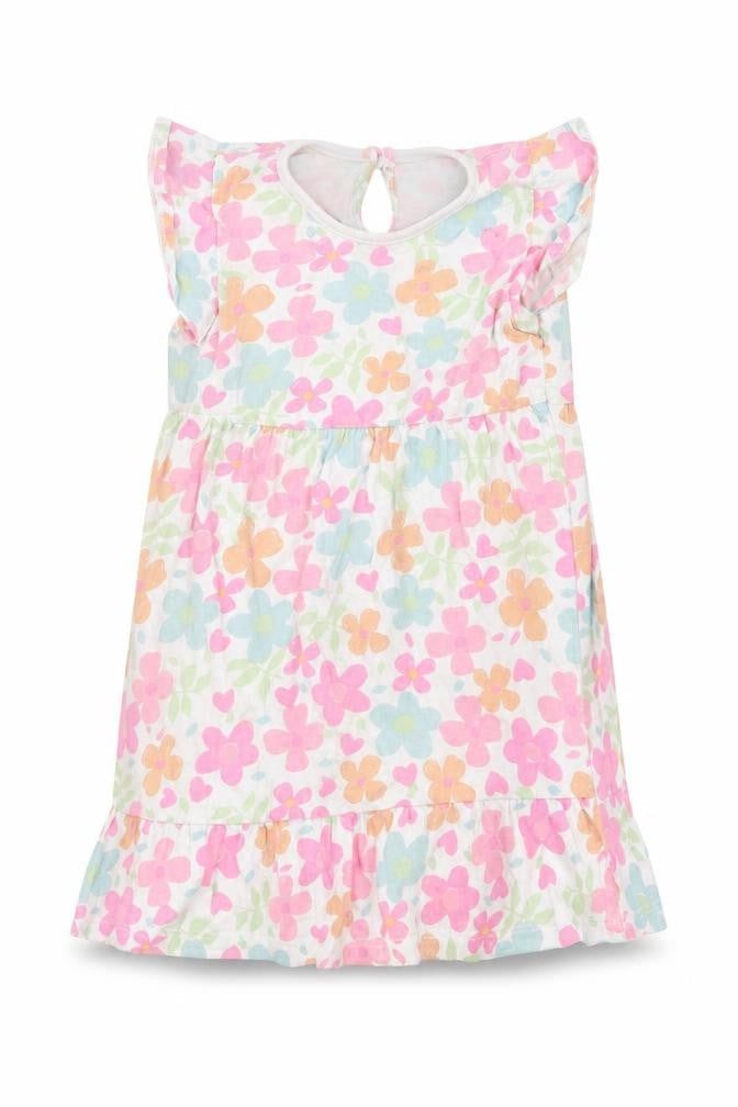 Dunnes Stores Baby Multicoloured Floral Cotton Fit & Flare  Size 18-24 Months  Crew Neck Button