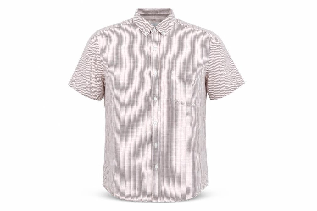Topman Mens Red Striped Cotton  Button-Up Size S Collared Button