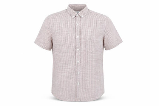 Topman Mens Red Striped Cotton  Button-Up Size S Collared Button