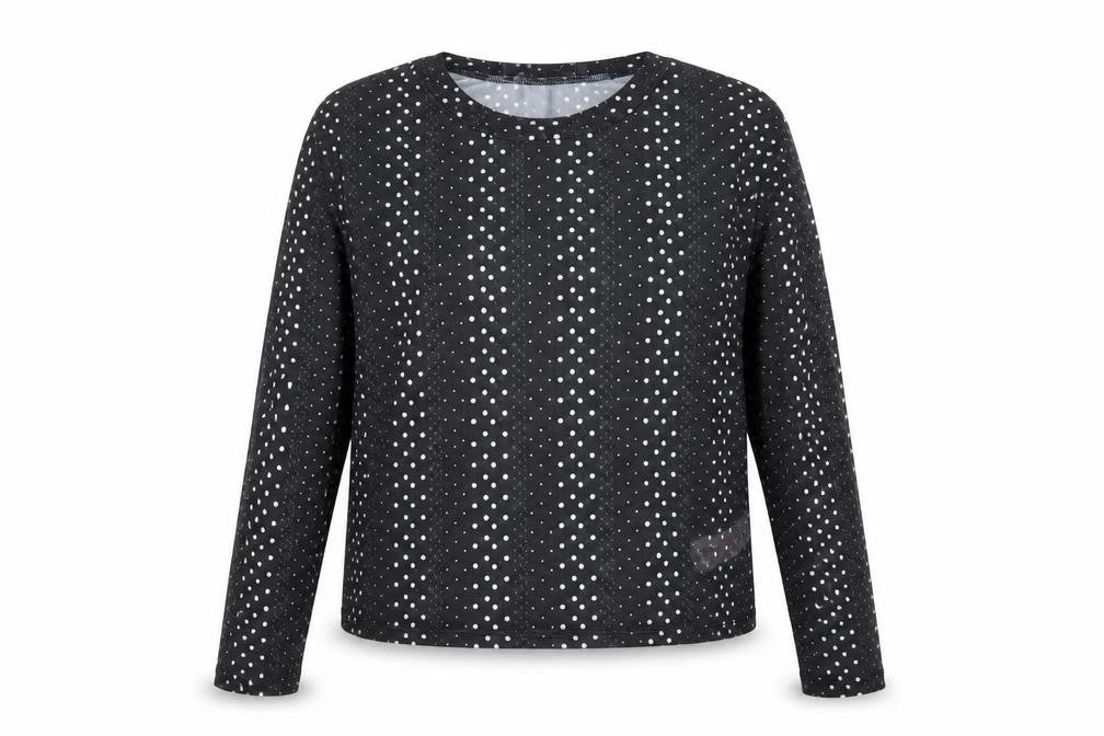 Primark Womens Black Polka Dot Polyester Basic Blouse Size L Crew Neck