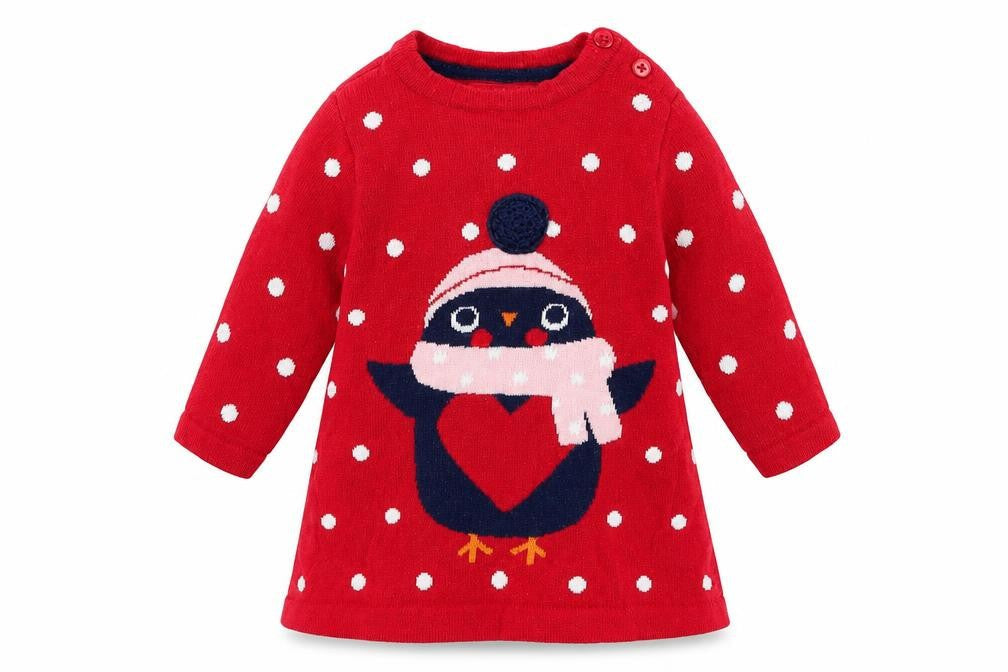 Early Days Girls Red Polka Dot Cotton Pullover Jumper Size 0-3 Months  Pullover - Penguin
