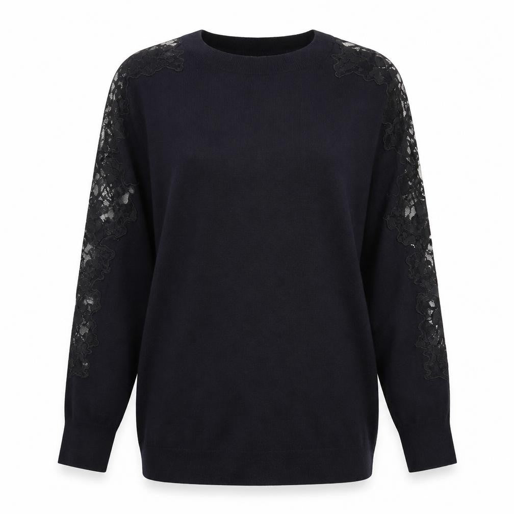 Warehouse Womens Blue Crew Neck  Viscose Pullover Jumper Size 8