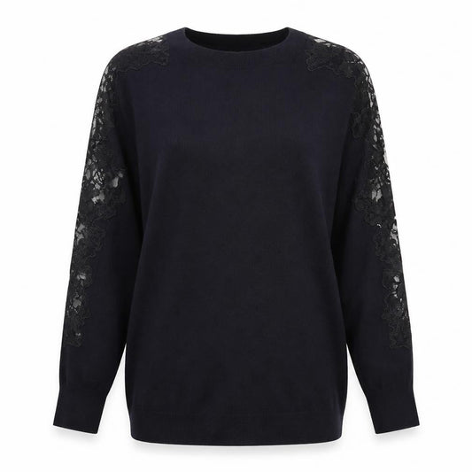 Warehouse Womens Blue Crew Neck  Viscose Pullover Jumper Size 8