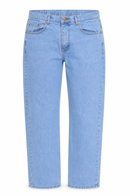 Womens Blue  Cotton Straight Jeans Size 36 in L31 in Regular Button