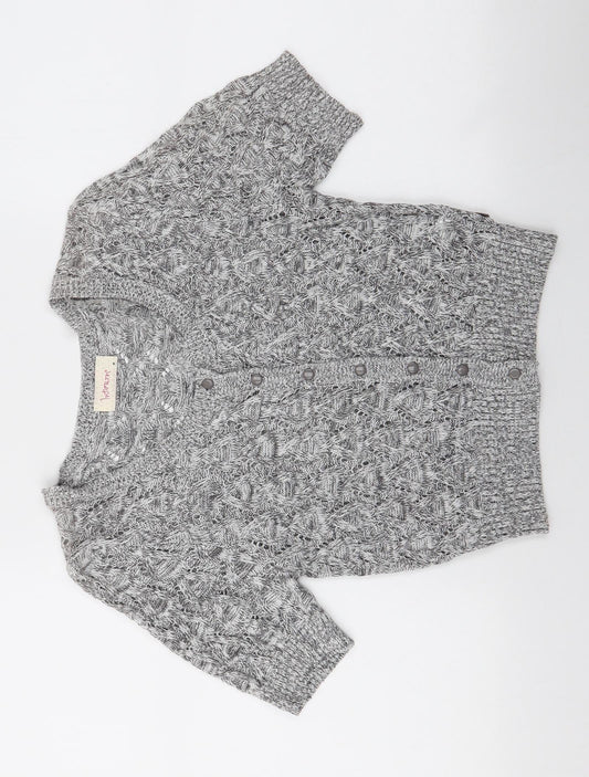 Intown Womens Grey Round Neck  100% Cotton Cardigan Jumper Size M