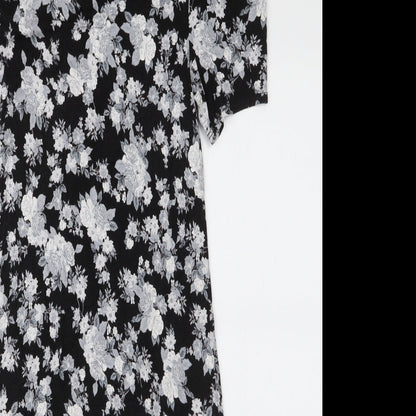 Dorothy Perkins Womens Black Floral Viscose A-Line  Size 8  Round Neck Pullover