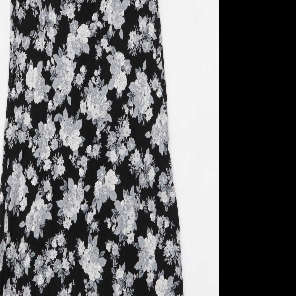 Dorothy Perkins Womens Black Floral Viscose A-Line  Size 8  Round Neck Pullover