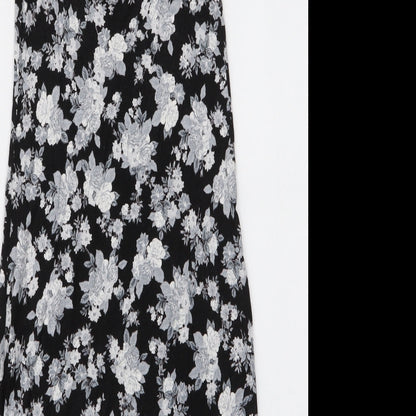 Dorothy Perkins Womens Black Floral Viscose A-Line  Size 8  Round Neck Pullover