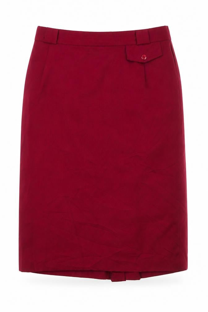 Jacwin Womens Red  Polyester Straight & Pencil Skirt Size 32 in   Zip