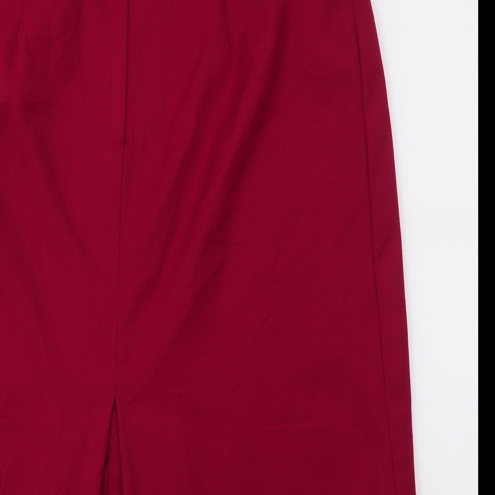 Jacwin Womens Red  Polyester Straight & Pencil Skirt Size 32 in   Zip