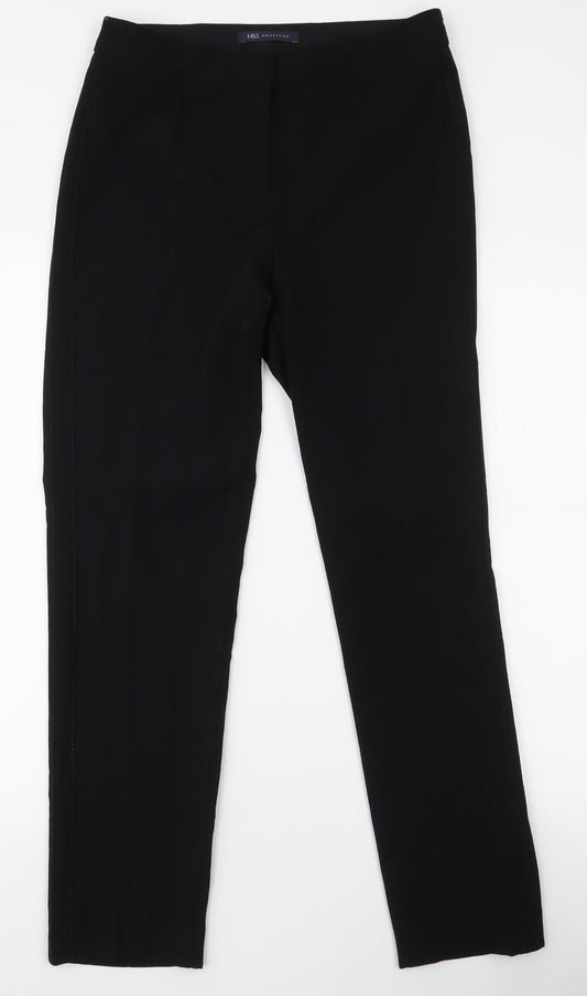 Marks and Spencer Womens Black  Polyester Trousers  Size 29 in L27.5 in Regular Zip