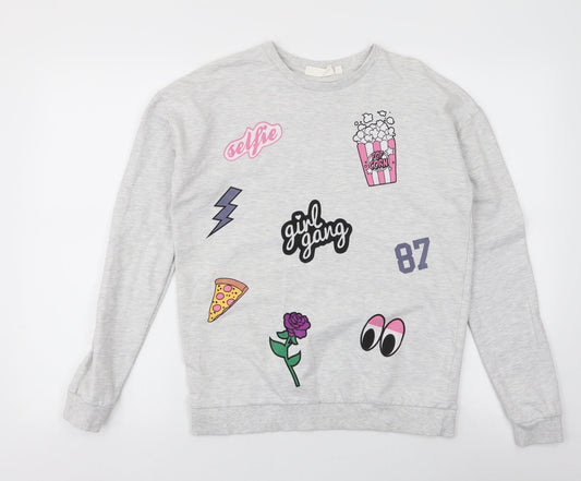 Tammy Girl Girls Grey  Cotton Pullover Sweatshirt Size 14-15 Years  Pullover