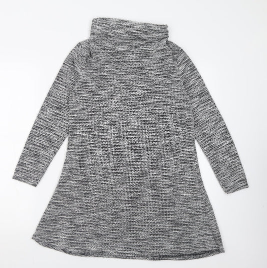 Miss Sassy Womens Silver  Polyester Fit & Flare  Size S  Roll Neck Pullover