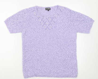 Casamia Womens Purple Collared Acrylic Pullover Jumper Size S
