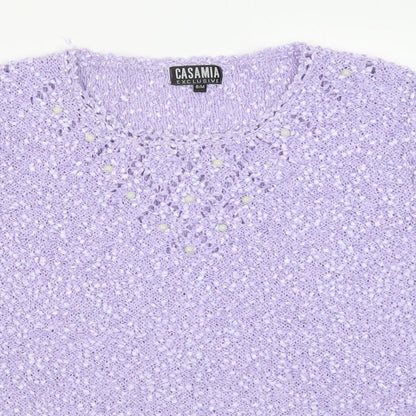 Casamia Womens Purple Collared Acrylic Pullover Jumper Size S