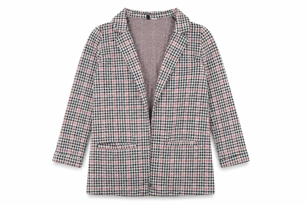 h^m Womens Grey Plaid  Jacket Blazer Size S