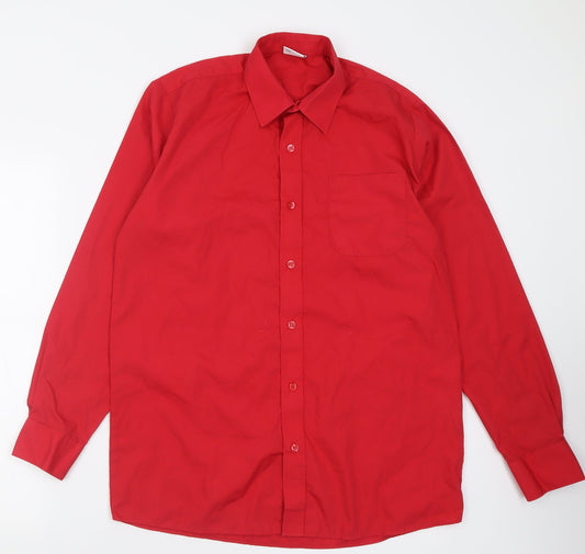 Banner Boys Red  Polyacrylate Fibre Basic Button-Up Size L Collared Button