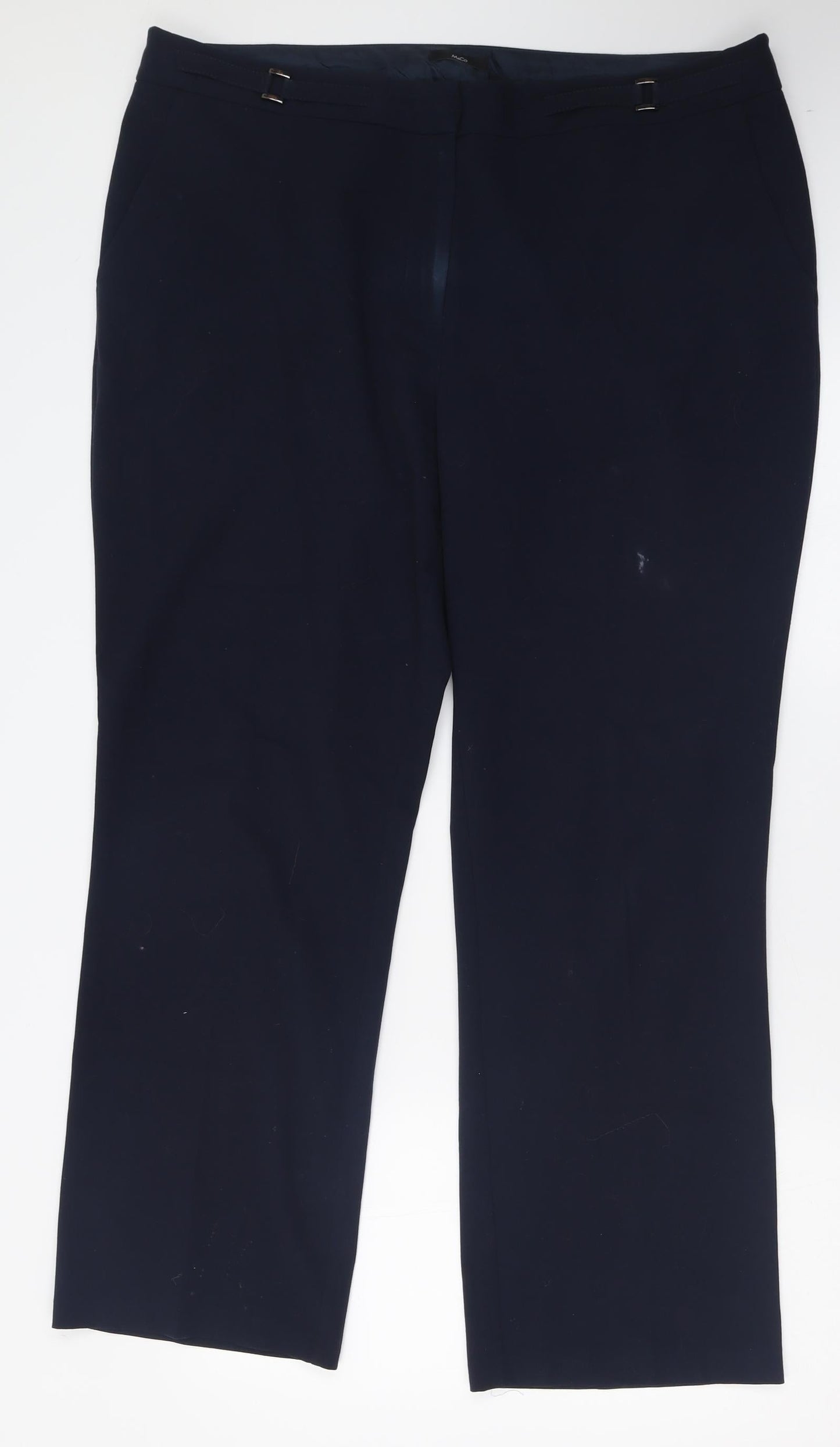 M&Co Womens Blue  Polyester Trousers  Size 18 L29 in Regular Hook & Eye
