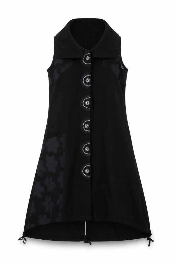amimale Womens Black  Cotton A-Line  Size S  V-Neck Button