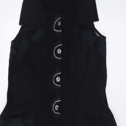 amimale Womens Black  Cotton A-Line  Size S  V-Neck Button