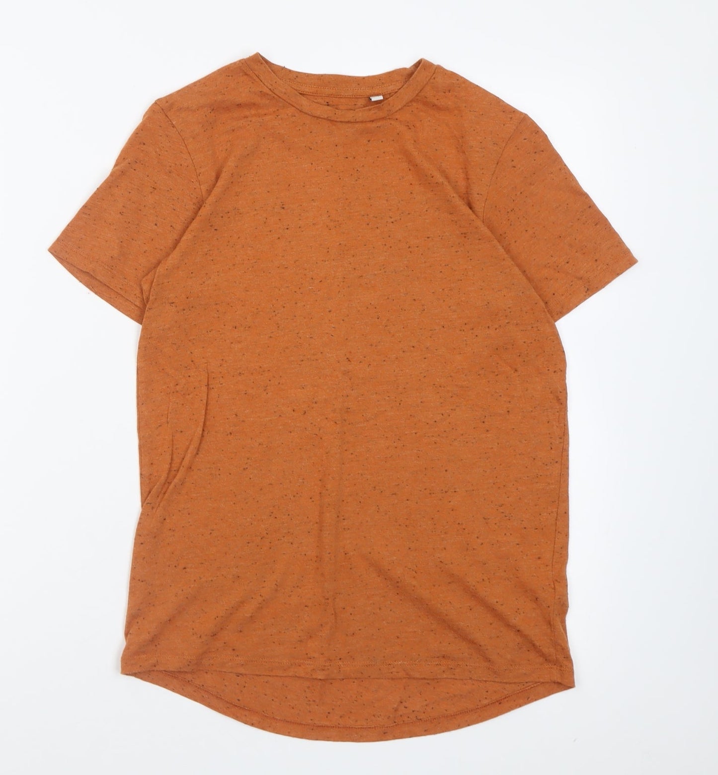 F&F Boys Orange  Polyester Basic T-Shirt Size 11 Years Crew Neck Pullover - Flecked