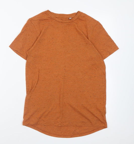 F&F Boys Orange  Polyester Basic T-Shirt Size 11 Years Crew Neck Pullover - Flecked