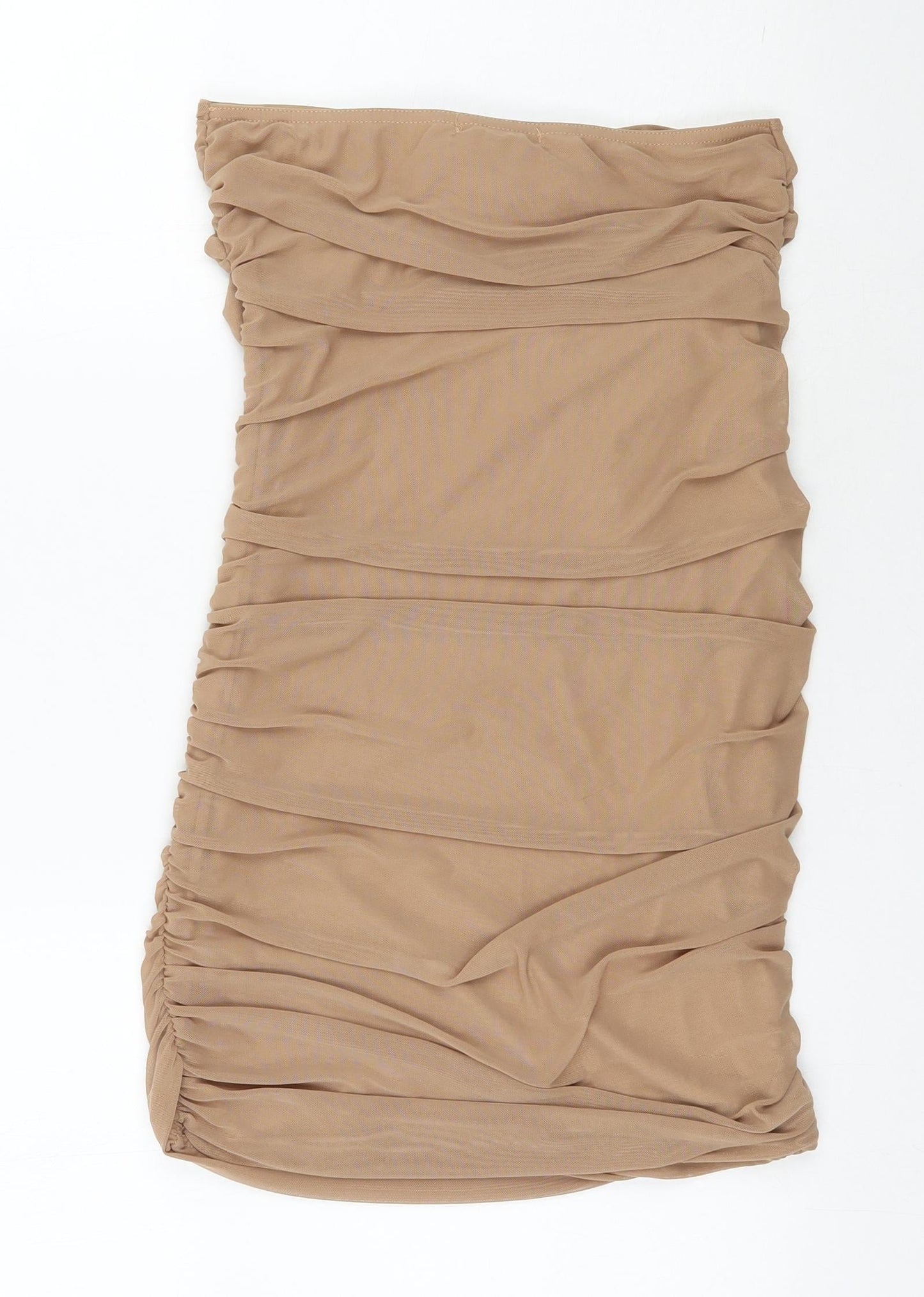 Pink vanilla Womens Beige  Polyester Mini  Size 10  Off the Shoulder Tie