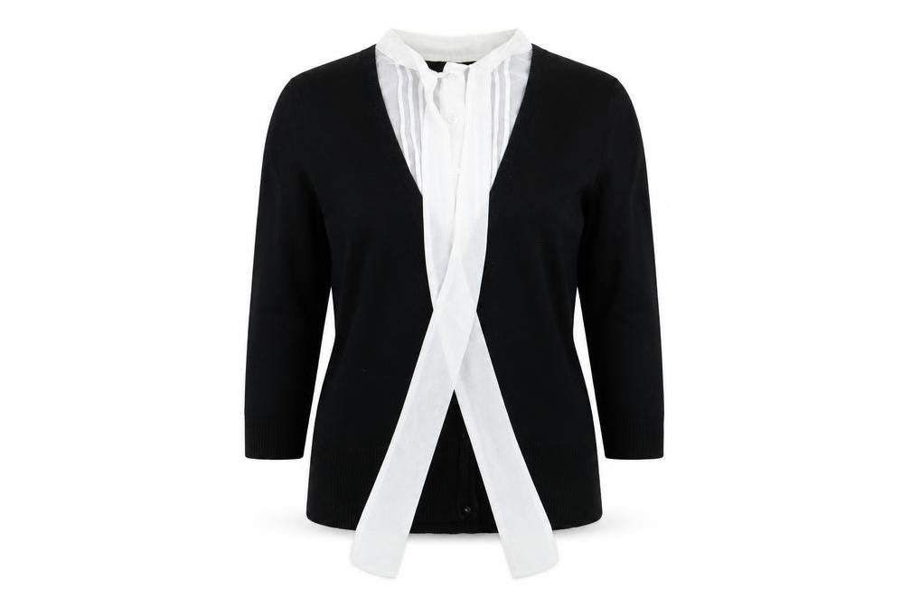 Preworn Womens Black Round Neck  Viscose Cardigan Jumper Size 12