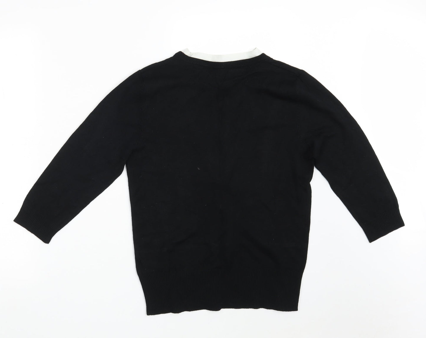Preworn Womens Black Round Neck  Viscose Cardigan Jumper Size 12