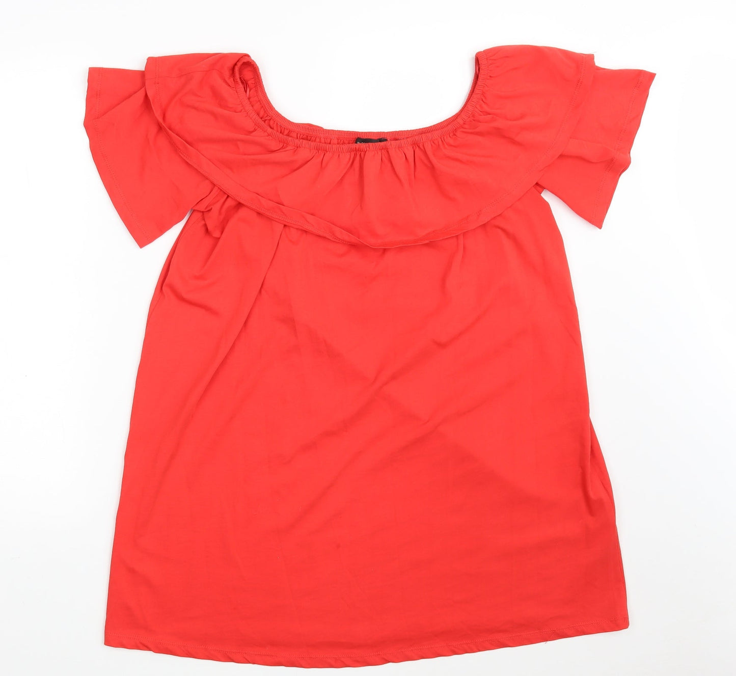 New Look Womens Red  100% Cotton Basic Blouse Size 12 Off the Shoulder