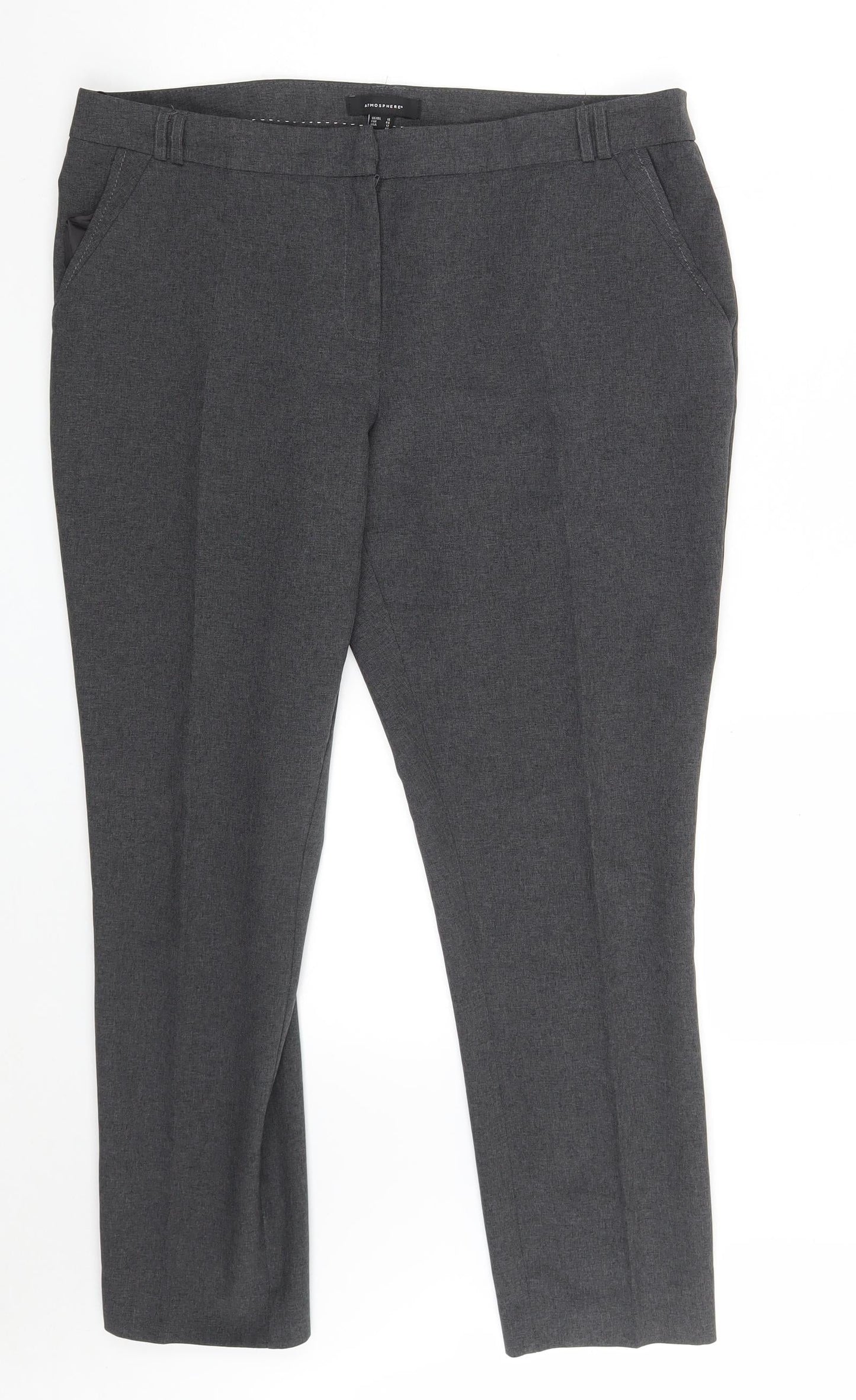 Atmosphere Womens Grey  Polyester Chino Trousers Size 16 L26 in Regular Zip