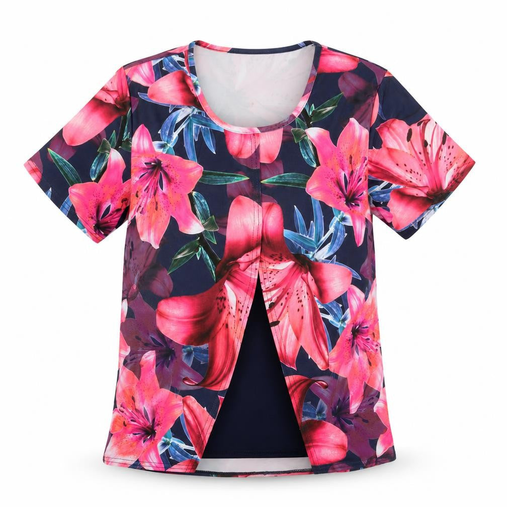 GERARD  Womens Multicoloured Floral Polyester Basic T-Shirt Size 12 Scoop Neck