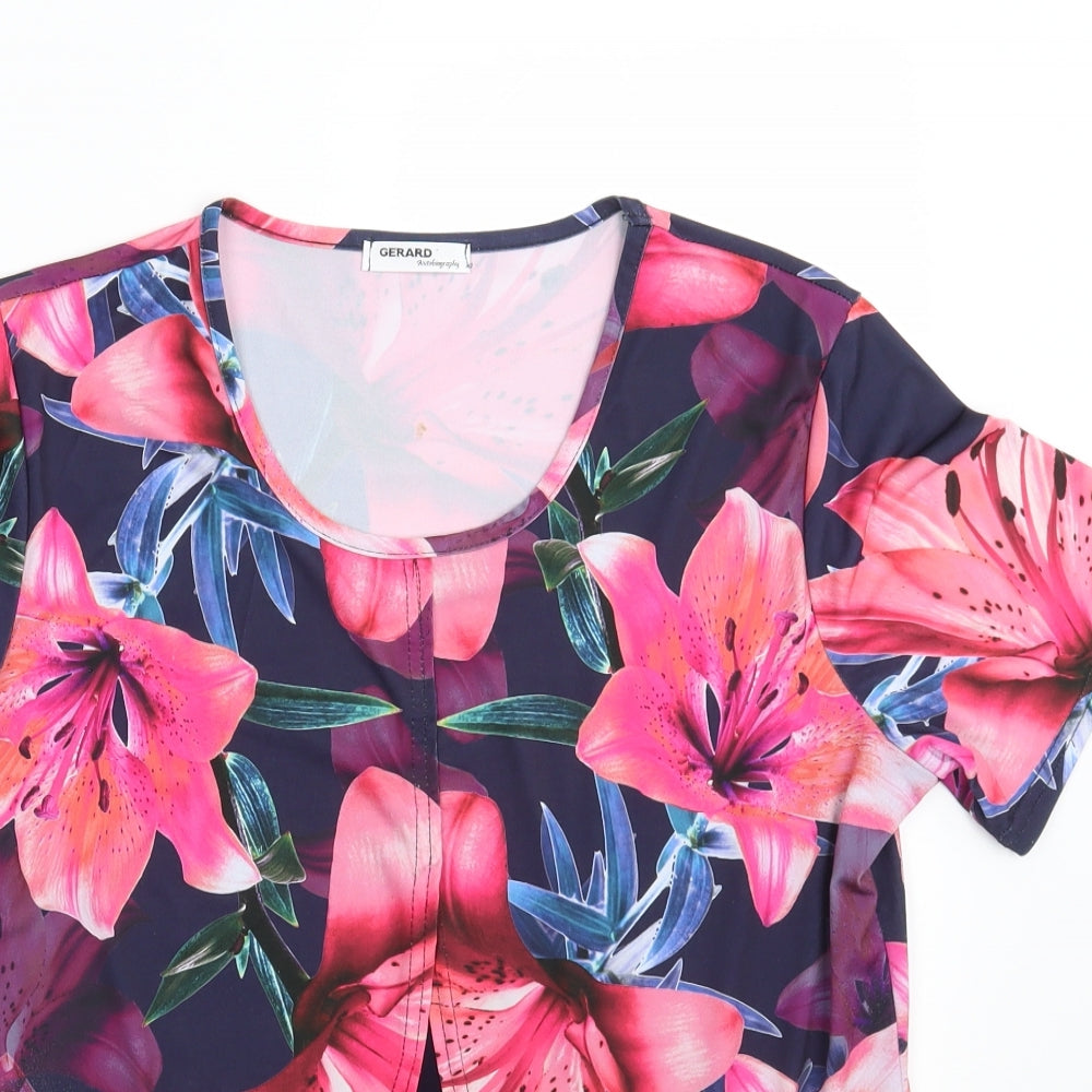 GERARD  Womens Multicoloured Floral Polyester Basic T-Shirt Size 12 Scoop Neck