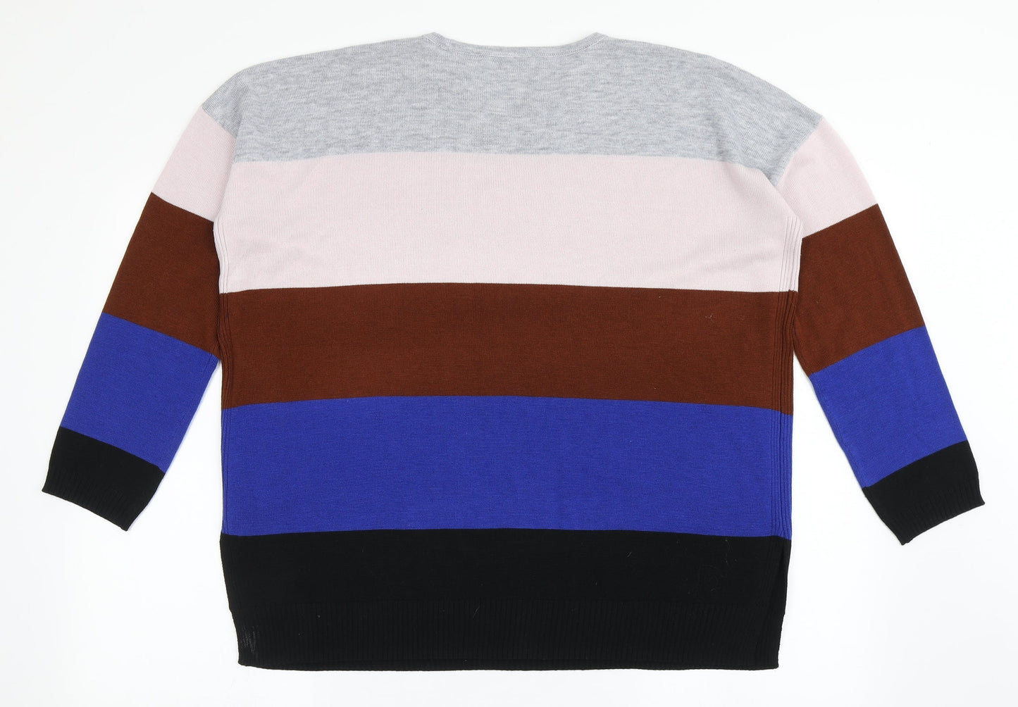 Warehouse Womens Multicoloured Round Neck Striped Polyester Pullover Jumper Size 12