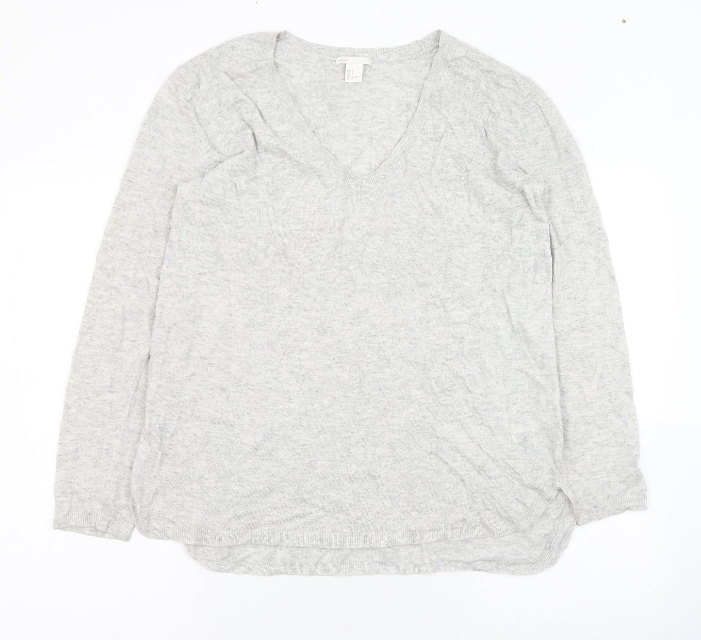 H&M Womens Grey V-Neck  Polyamide Cardigan Jumper Size 6